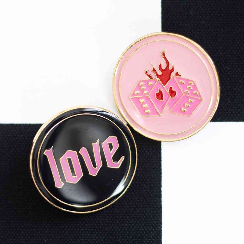 Something Different - Flaming Dice and Love Pin Badge Set Badge/button - Multicolours